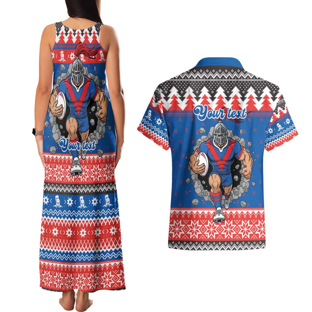 Merry Knights Newcastle Pride Personalised Couples Matching Tank Maxi Dress and Hawaiian Shirt Christmas Rugby League Spirit - Aussie Hoodie