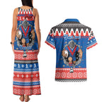 Merry Knights Newcastle Pride Personalised Couples Matching Tank Maxi Dress and Hawaiian Shirt Christmas Rugby League Spirit - Aussie Hoodie