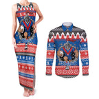 Merry Knights Newcastle Pride Personalised Couples Matching Tank Maxi Dress and Long Sleeve Button Shirt Christmas Rugby League Spirit - Aussie Hoodie