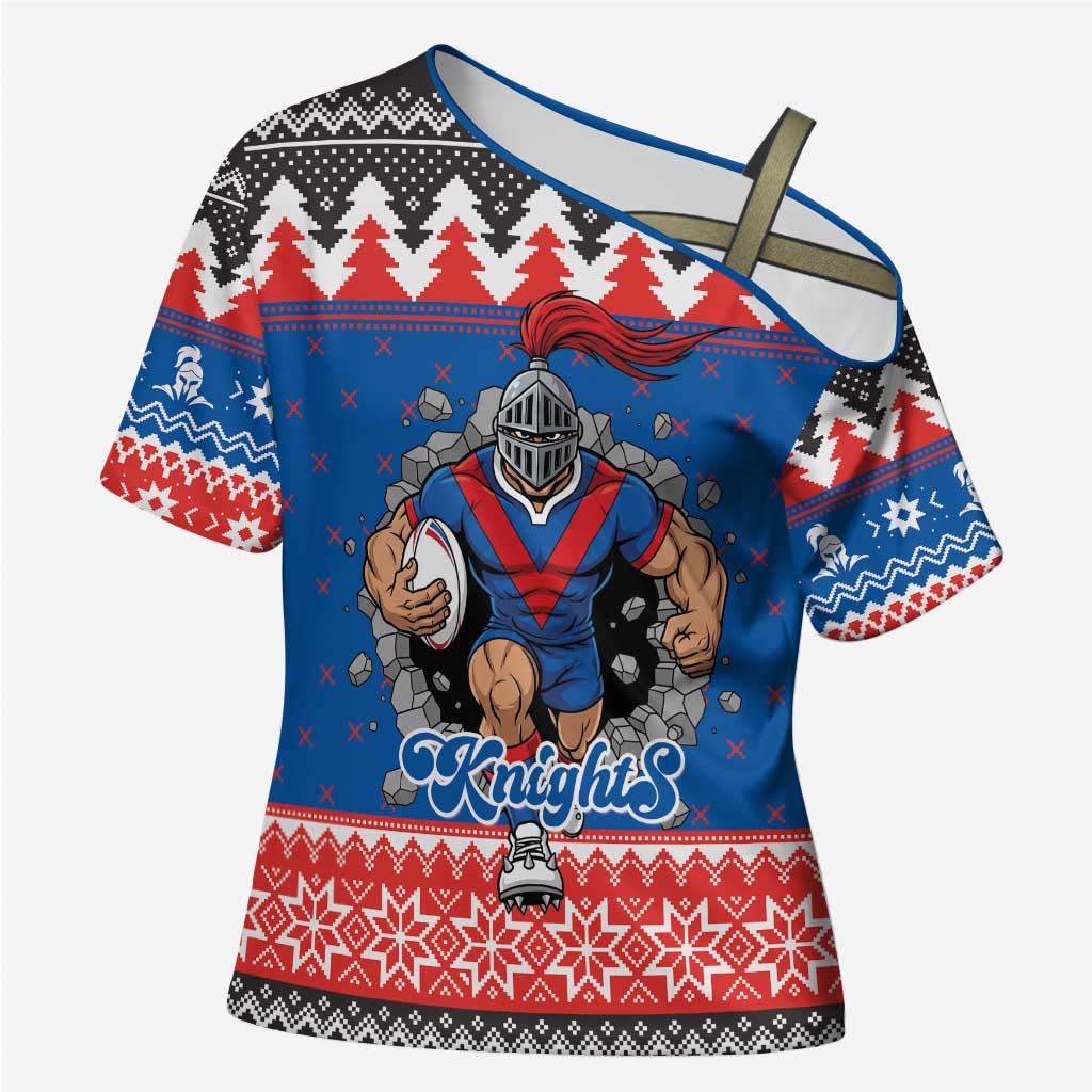 Merry Knights Newcastle Pride Personalised Cross Shoulder Shirt Christmas Rugby League Spirit - Aussie Hoodie