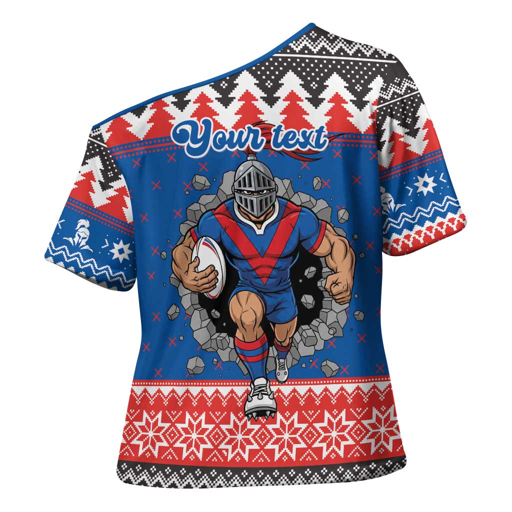 Merry Knights Newcastle Pride Personalised Cross Shoulder Shirt Christmas Rugby League Spirit - Aussie Hoodie