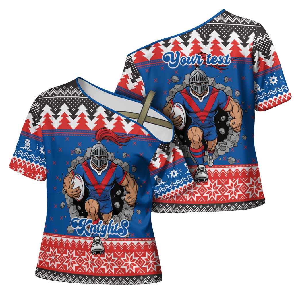 Merry Knights Newcastle Pride Personalised Cross Shoulder Shirt Christmas Rugby League Spirit - Aussie Hoodie