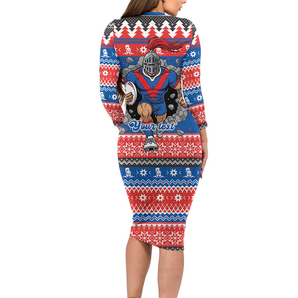 Merry Knights Newcastle Pride Personalised Family Matching Long Sleeve Bodycon Dress and Hawaiian Shirt Christmas Rugby League Spirit - Aussie Hoodie
