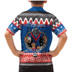 Merry Knights Newcastle Pride Personalised Family Matching Mermaid Dress and Hawaiian Shirt Christmas Rugby League Spirit - Aussie Hoodie