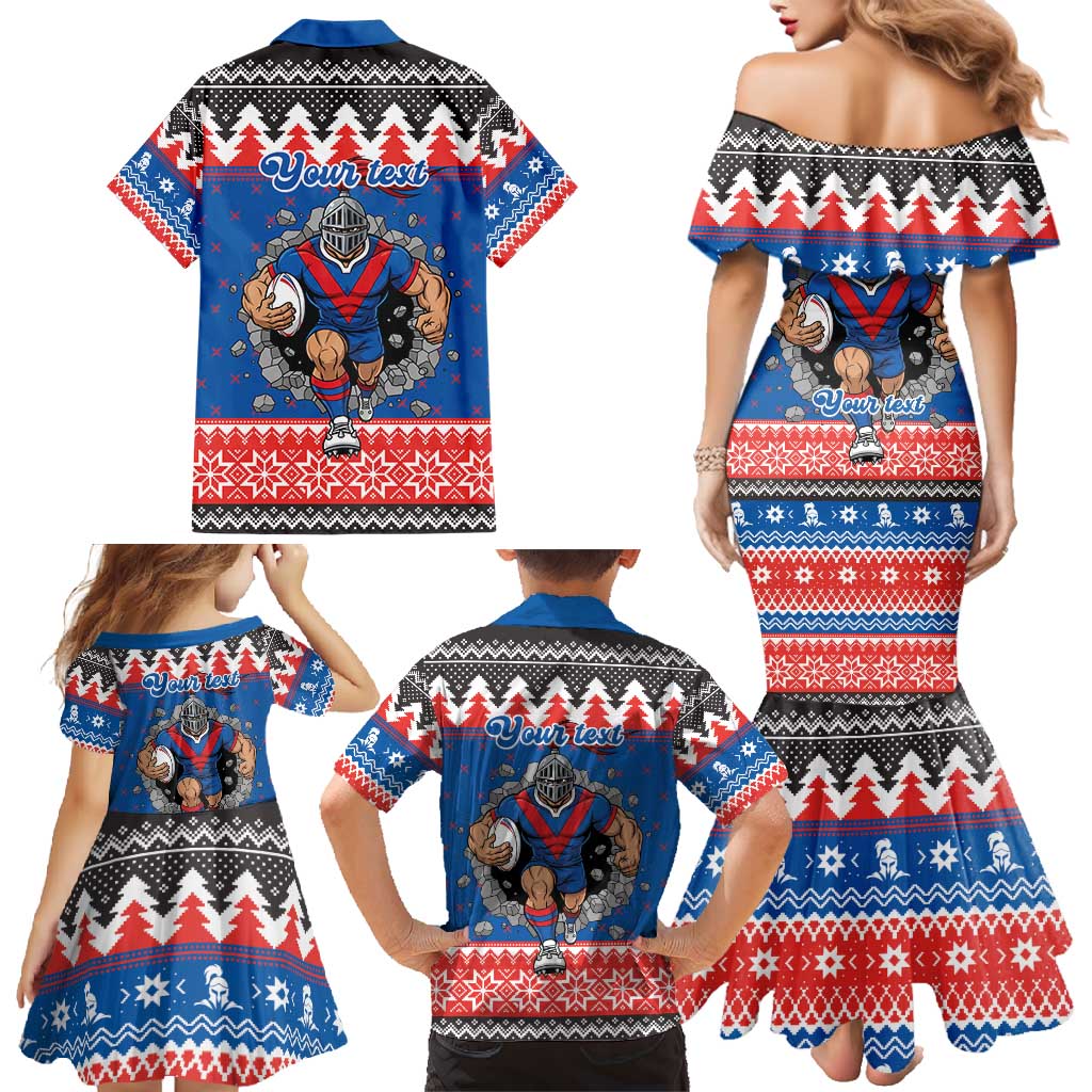 Merry Knights Newcastle Pride Personalised Family Matching Mermaid Dress and Hawaiian Shirt Christmas Rugby League Spirit - Aussie Hoodie