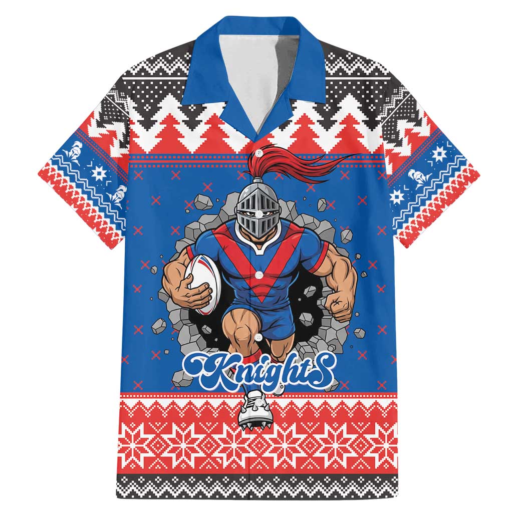 Merry Knights Newcastle Pride Personalised Family Matching Mermaid Dress and Hawaiian Shirt Christmas Rugby League Spirit - Aussie Hoodie