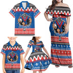 Merry Knights Newcastle Pride Personalised Family Matching Off Shoulder Maxi Dress and Hawaiian Shirt Christmas Rugby League Spirit - Aussie Hoodie