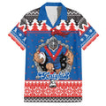 Merry Knights Newcastle Pride Personalised Family Matching Off Shoulder Maxi Dress and Hawaiian Shirt Christmas Rugby League Spirit - Aussie Hoodie