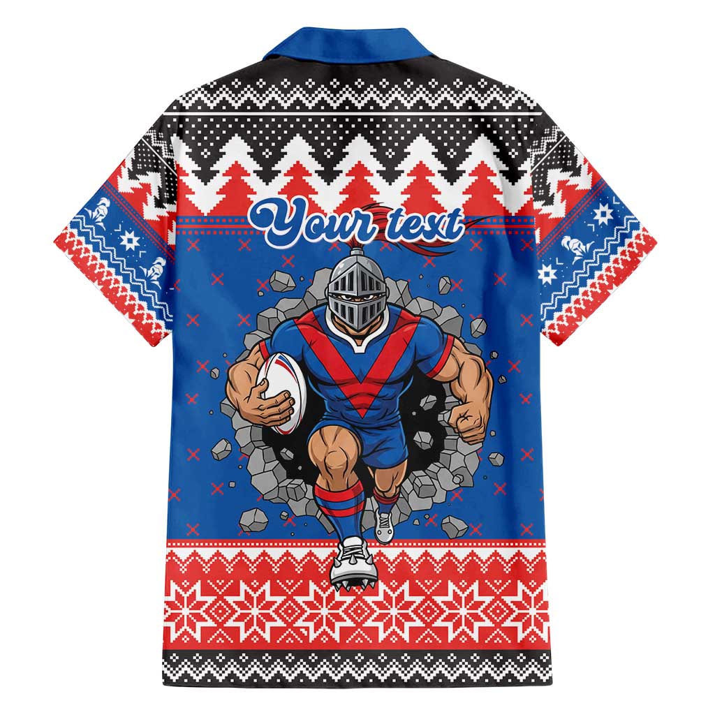 Merry Knights Newcastle Pride Personalised Family Matching Off Shoulder Maxi Dress and Hawaiian Shirt Christmas Rugby League Spirit - Aussie Hoodie