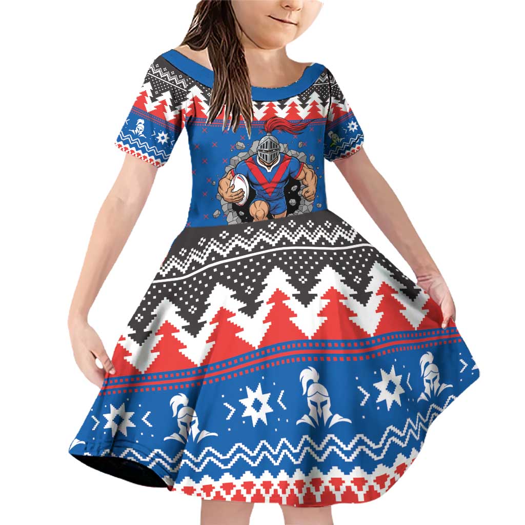 Merry Knights Newcastle Pride Personalised Family Matching Off Shoulder Short Dress and Hawaiian Shirt Christmas Rugby League Spirit - Aussie Hoodie
