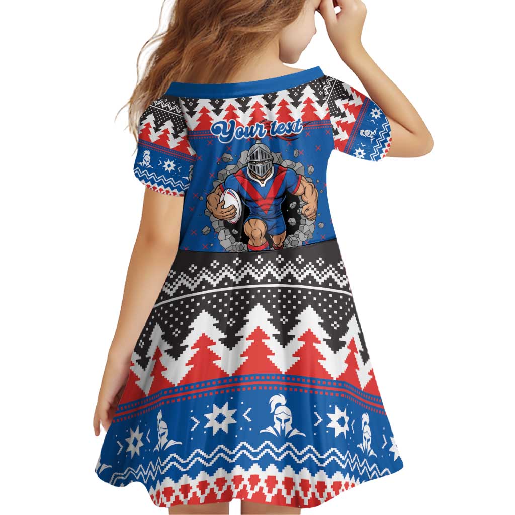 Merry Knights Newcastle Pride Personalised Family Matching Off Shoulder Short Dress and Hawaiian Shirt Christmas Rugby League Spirit - Aussie Hoodie