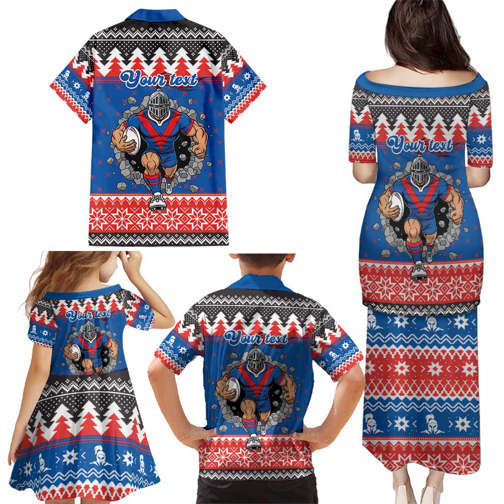 Merry Knights Newcastle Pride Personalised Family Matching Puletasi and Hawaiian Shirt Christmas Rugby League Spirit - Aussie Hoodie