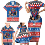 Merry Knights Newcastle Pride Personalised Family Matching Short Sleeve Bodycon Dress and Hawaiian Shirt Christmas Rugby League Spirit - Aussie Hoodie