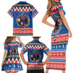 Merry Knights Newcastle Pride Personalised Family Matching Short Sleeve Bodycon Dress and Hawaiian Shirt Christmas Rugby League Spirit - Aussie Hoodie