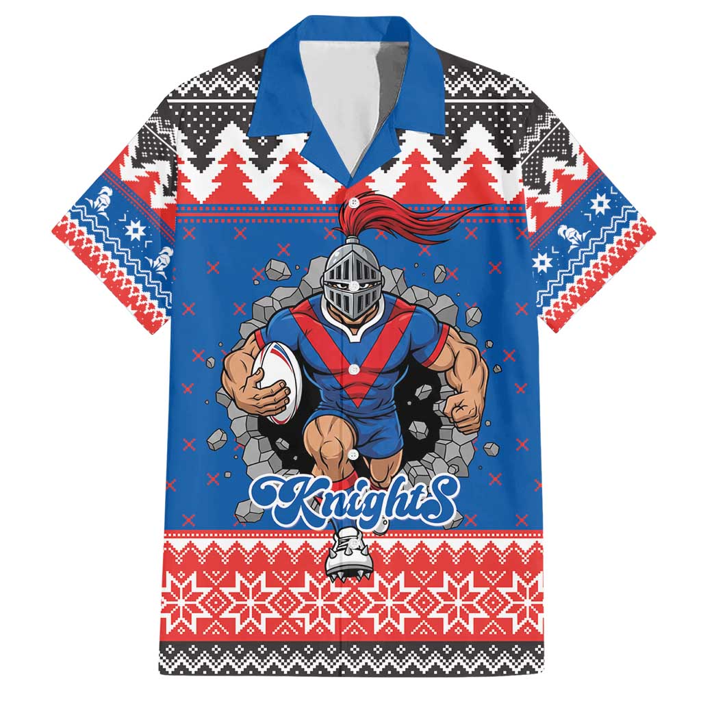 Merry Knights Newcastle Pride Personalised Family Matching Short Sleeve Bodycon Dress and Hawaiian Shirt Christmas Rugby League Spirit - Aussie Hoodie