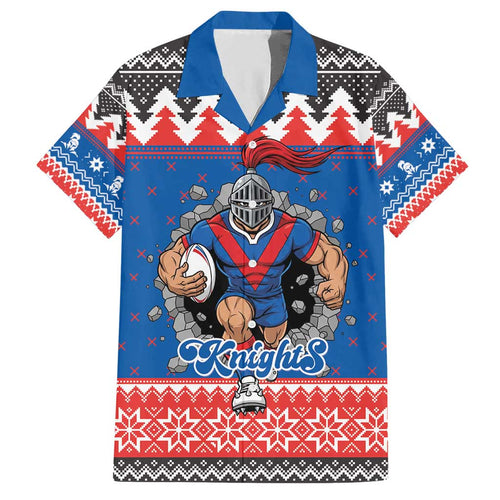 Merry Knights Newcastle Pride Personalised Family Matching Short Sleeve Bodycon Dress and Hawaiian Shirt Christmas Rugby League Spirit - Aussie Hoodie