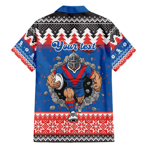 Merry Knights Newcastle Pride Personalised Family Matching Short Sleeve Bodycon Dress and Hawaiian Shirt Christmas Rugby League Spirit - Aussie Hoodie