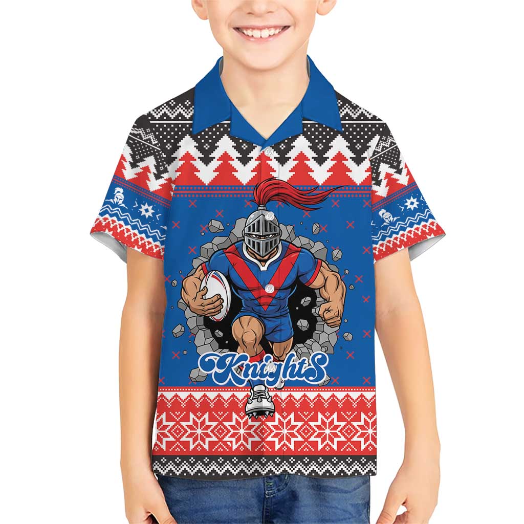 Merry Knights Newcastle Pride Personalised Family Matching Short Sleeve Bodycon Dress and Hawaiian Shirt Christmas Rugby League Spirit - Aussie Hoodie