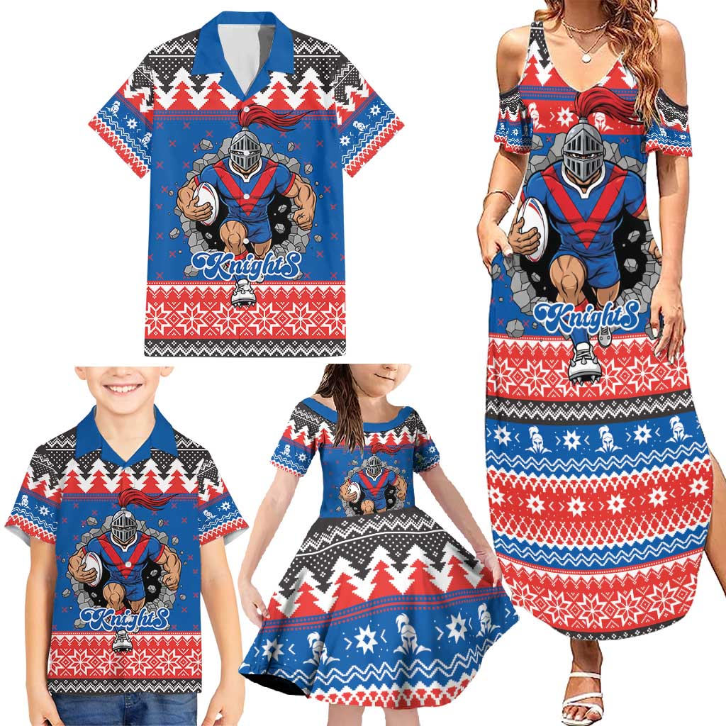 Merry Knights Newcastle Pride Personalised Family Matching Summer Maxi Dress and Hawaiian Shirt Christmas Rugby League Spirit - Aussie Hoodie