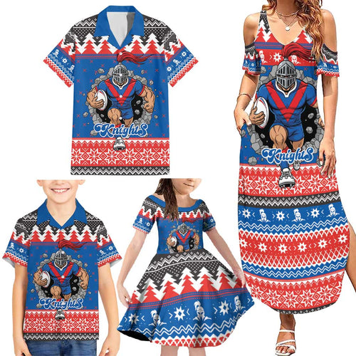 Merry Knights Newcastle Pride Personalised Family Matching Summer Maxi Dress and Hawaiian Shirt Christmas Rugby League Spirit - Aussie Hoodie