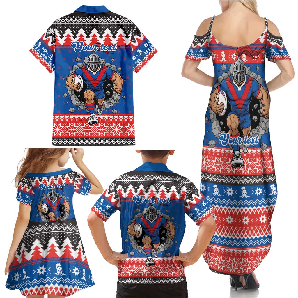 Merry Knights Newcastle Pride Personalised Family Matching Summer Maxi Dress and Hawaiian Shirt Christmas Rugby League Spirit - Aussie Hoodie
