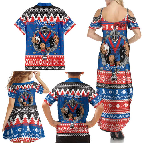 Merry Knights Newcastle Pride Personalised Family Matching Summer Maxi Dress and Hawaiian Shirt Christmas Rugby League Spirit - Aussie Hoodie