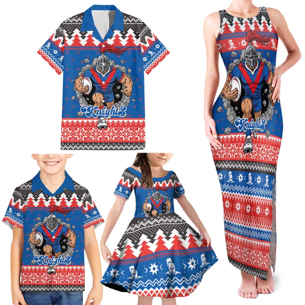 Merry Knights Newcastle Pride Personalised Family Matching Tank Maxi Dress and Hawaiian Shirt Christmas Rugby League Spirit - Aussie Hoodie