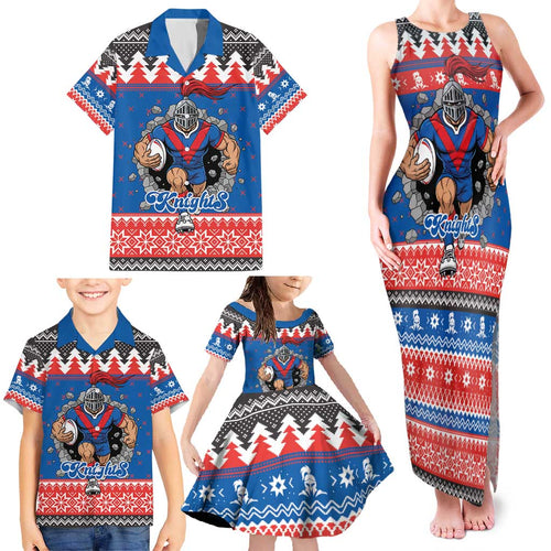 Merry Knights Newcastle Pride Personalised Family Matching Tank Maxi Dress and Hawaiian Shirt Christmas Rugby League Spirit - Aussie Hoodie