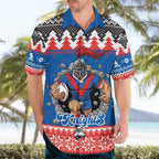 Merry Knights Newcastle Pride Personalised Hawaiian Shirt Christmas Rugby League Spirit - Aussie Hoodie