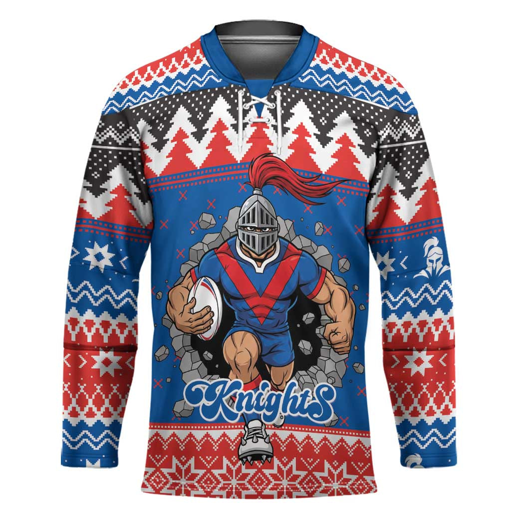Merry Knights Newcastle Pride Personalised Hockey Jersey Christmas Rugby League Spirit - Aussie Hoodie