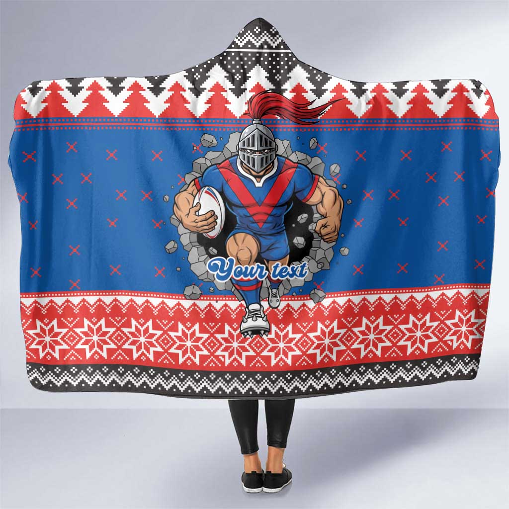 Merry Knights Newcastle Pride Personalised Hooded Blanket Christmas Rugby League Spirit - Aussie Hoodie