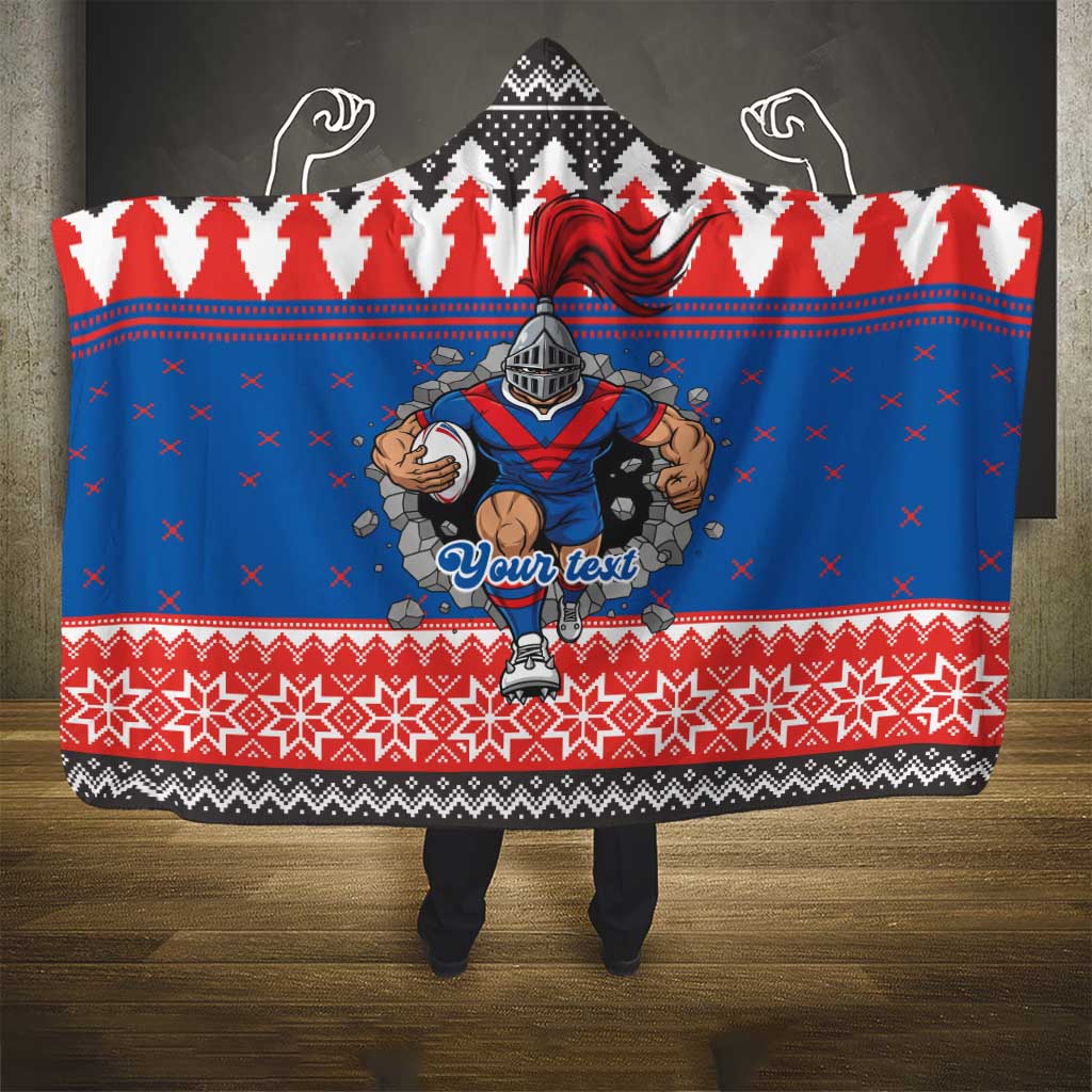 Merry Knights Newcastle Pride Personalised Hooded Blanket Christmas Rugby League Spirit - Aussie Hoodie