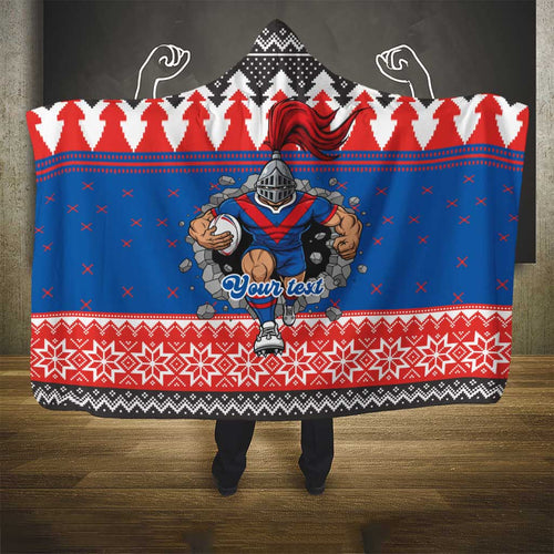 Merry Knights Newcastle Pride Personalised Hooded Blanket Christmas Rugby League Spirit - Aussie Hoodie