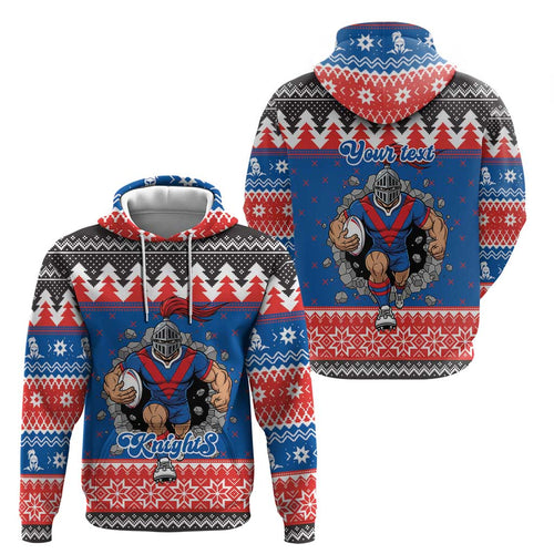 Merry Knights Newcastle Pride Personalised Hoodie Christmas Rugby League Spirit - Aussie Hoodie