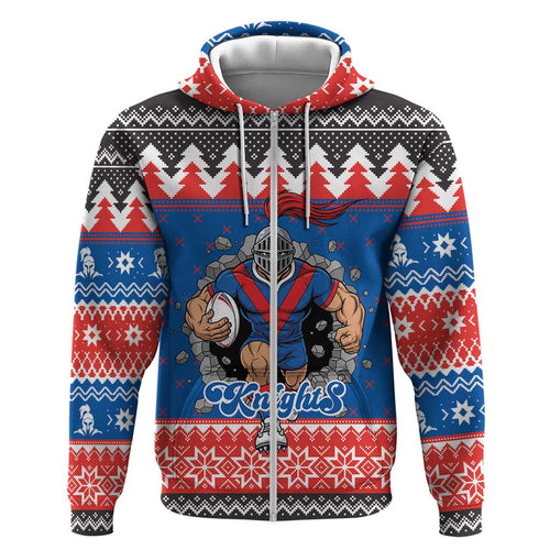 Merry Knights Newcastle Pride Personalised Hoodie Christmas Rugby League Spirit - Aussie Hoodie