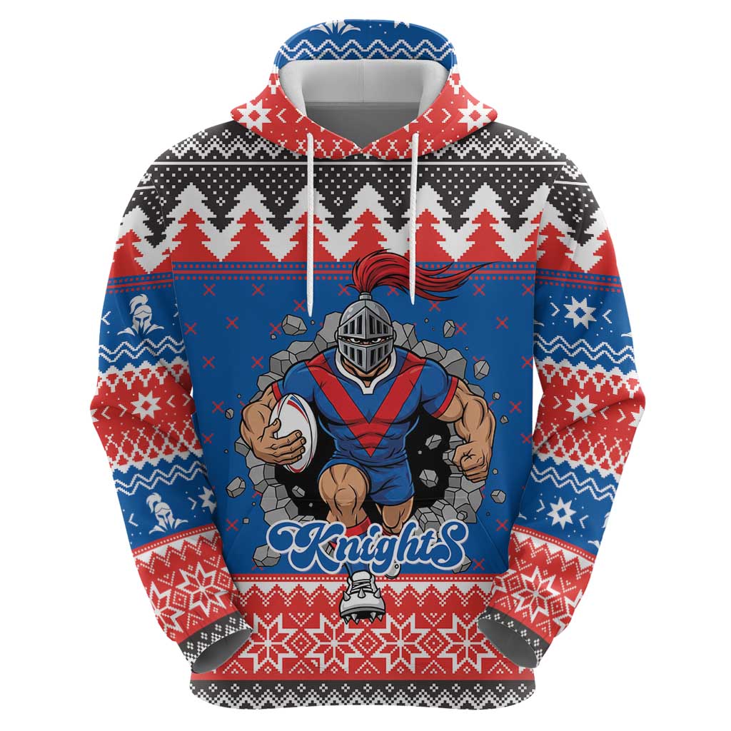 Merry Knights Newcastle Pride Personalised Hoodie Christmas Rugby League Spirit - Aussie Hoodie