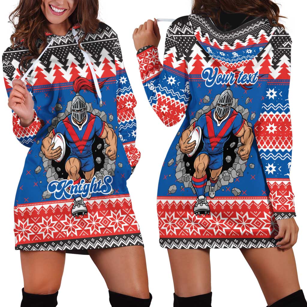 Merry Knights Newcastle Pride Personalised Hoodie Dress Christmas Rugby League Spirit - Aussie Hoodie