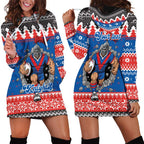 Merry Knights Newcastle Pride Personalised Hoodie Dress Christmas Rugby League Spirit - Aussie Hoodie