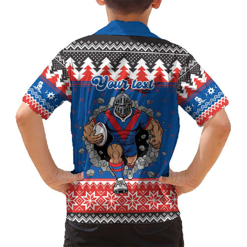 Merry Knights Newcastle Pride Personalised Kid Hawaiian Shirt Christmas Rugby League Spirit - Aussie Hoodie