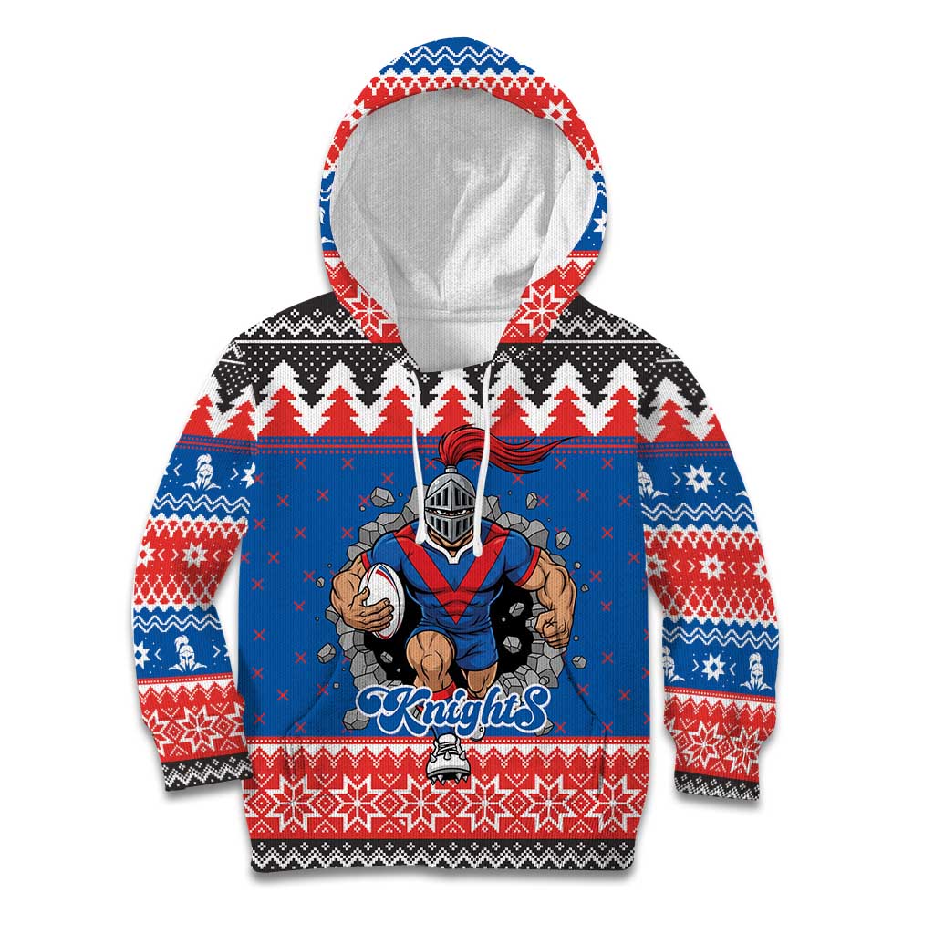 Merry Knights Newcastle Pride Personalised Kid Hoodie Christmas Rugby League Spirit - Aussie Hoodie