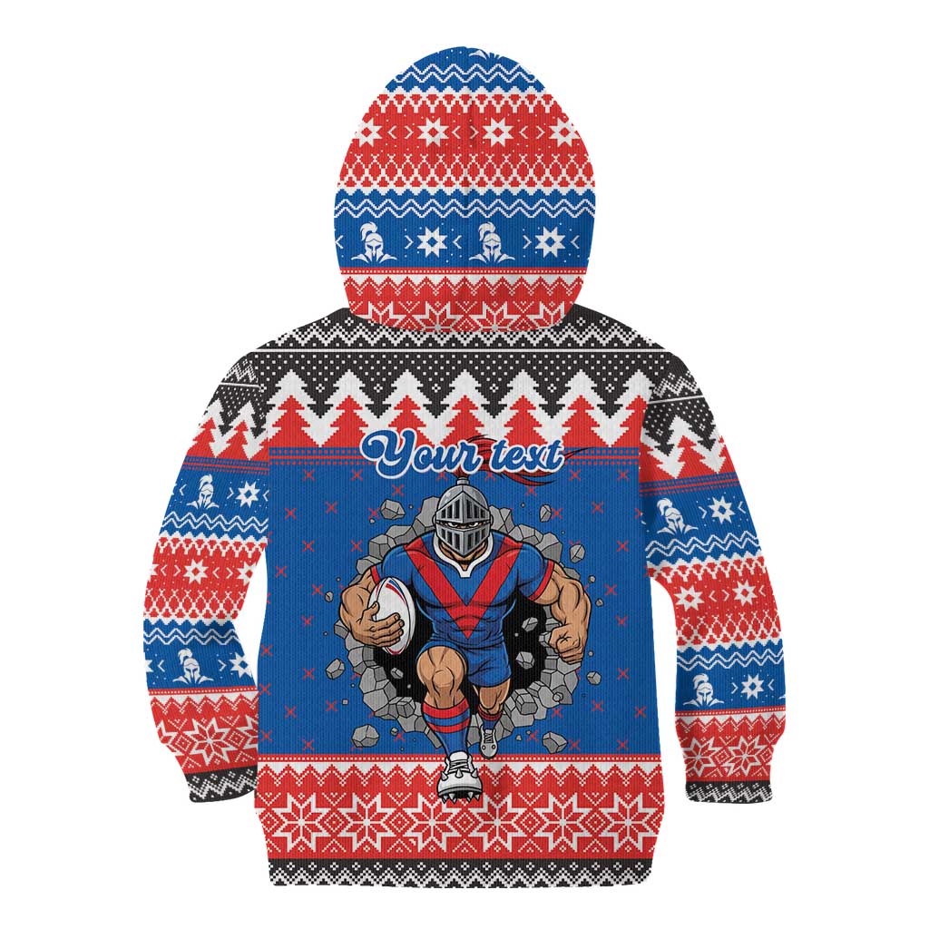 Merry Knights Newcastle Pride Personalised Kid Hoodie Christmas Rugby League Spirit - Aussie Hoodie