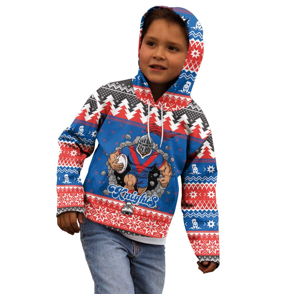Merry Knights Newcastle Pride Personalised Kid Hoodie Christmas Rugby League Spirit - Aussie Hoodie