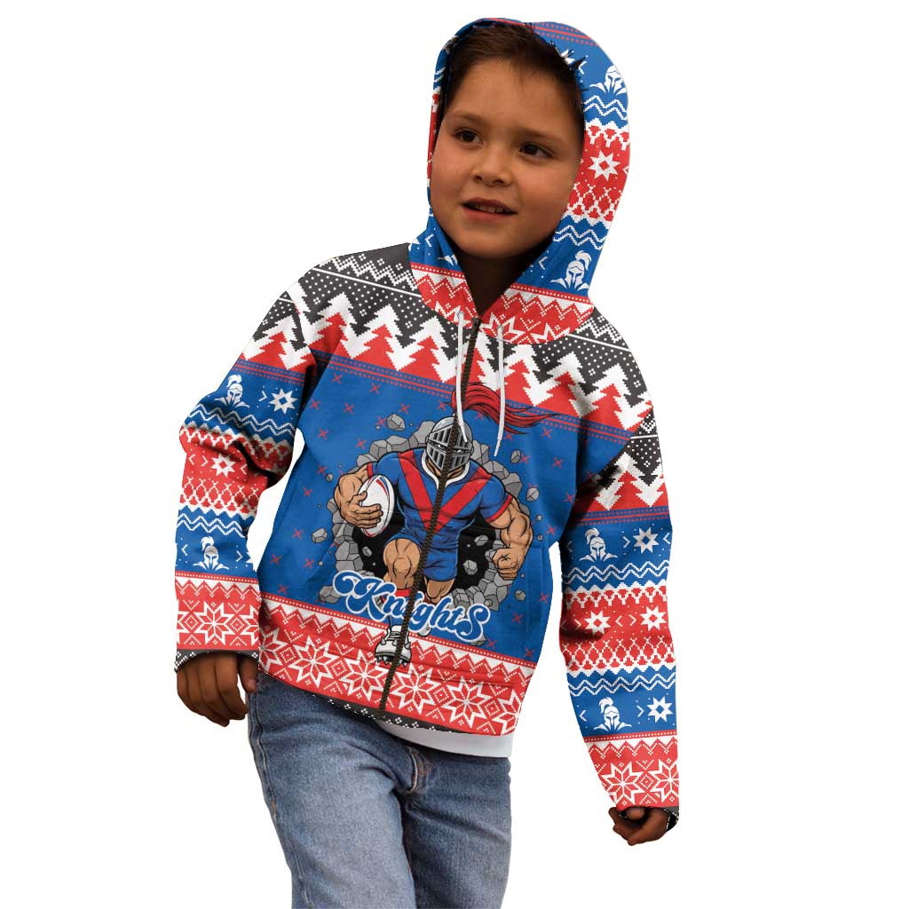 Merry Knights Newcastle Pride Personalised Kid Hoodie Christmas Rugby League Spirit - Aussie Hoodie
