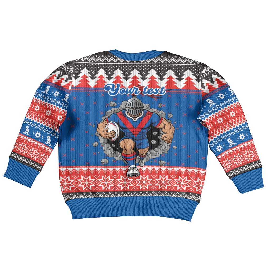 Merry Knights Newcastle Pride Personalised Kid Ugly Christmas Sweater Christmas Rugby League Spirit - Aussie Hoodie