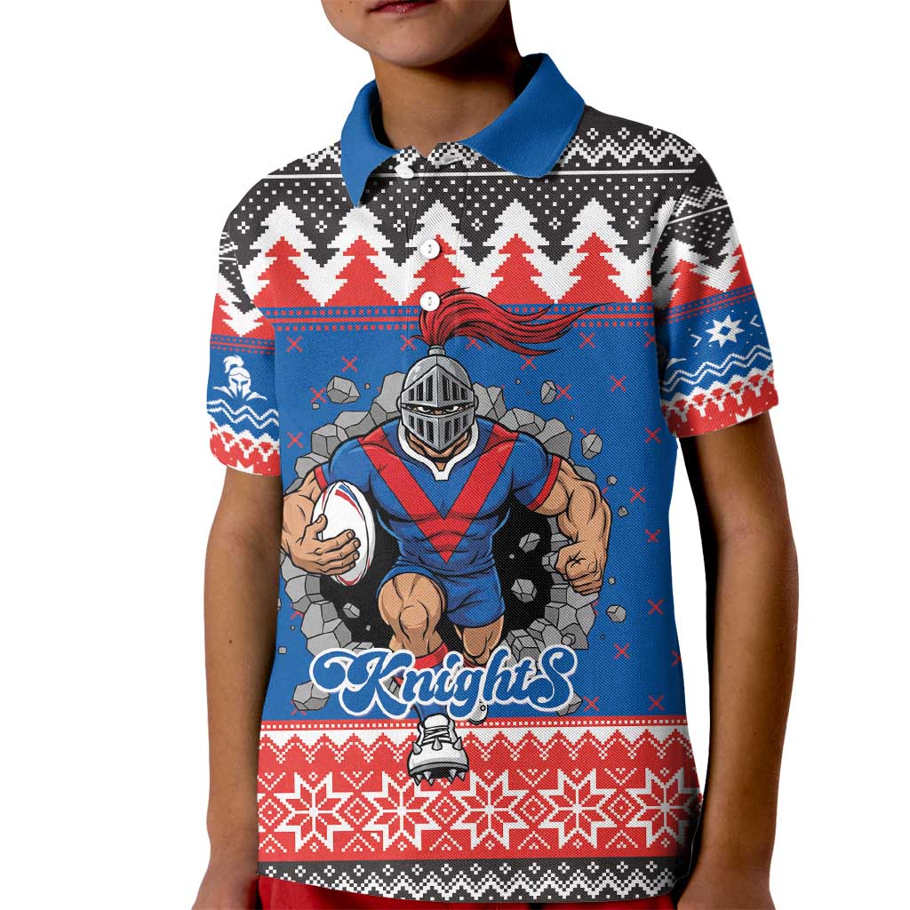 Merry Knights Newcastle Pride Personalised Kid Polo Shirt Christmas Rugby League Spirit - Aussie Hoodie