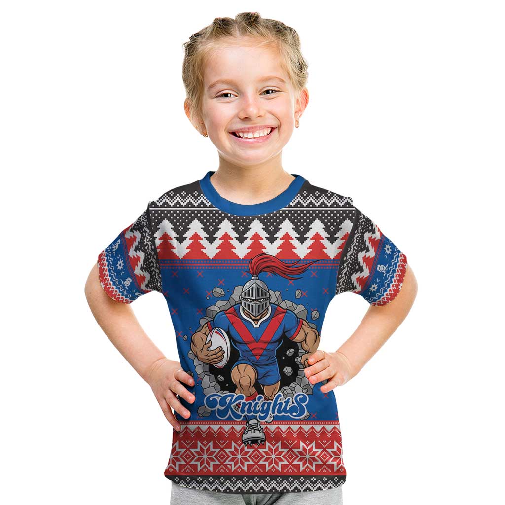 Merry Knights Newcastle Pride Personalised Kid T Shirt Christmas Rugby League Spirit - Aussie Hoodie
