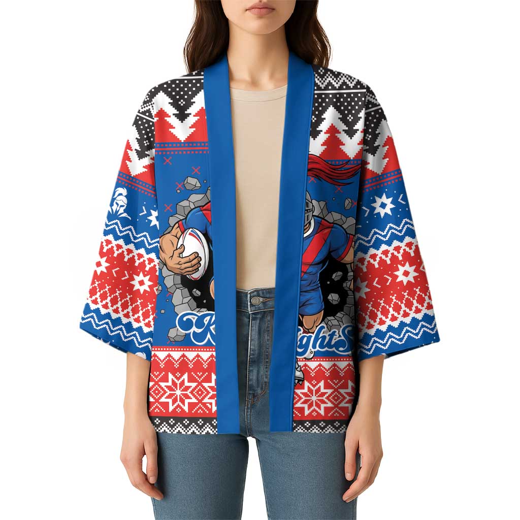 Merry Knights Newcastle Pride Personalised Kimono Christmas Rugby League Spirit - Aussie Hoodie