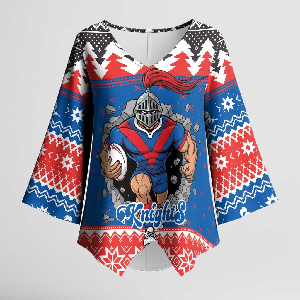 Merry Knights Newcastle Pride Personalised Kimono Sleeve Blouse Christmas Rugby League Spirit - Aussie Hoodie
