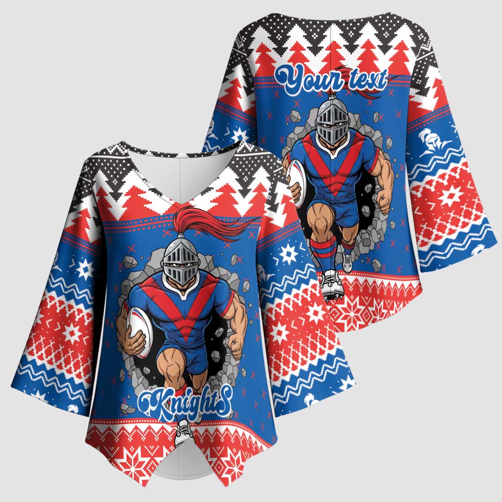 Merry Knights Newcastle Pride Personalised Kimono Sleeve Blouse Christmas Rugby League Spirit - Aussie Hoodie