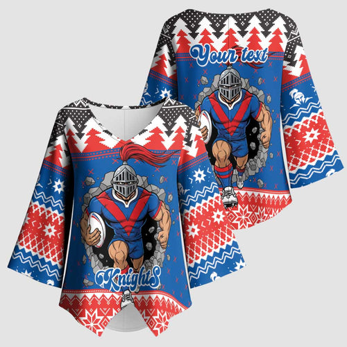 Merry Knights Newcastle Pride Personalised Kimono Sleeve Blouse Christmas Rugby League Spirit - Aussie Hoodie